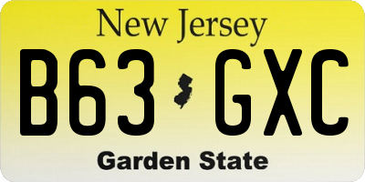 NJ license plate B63GXC