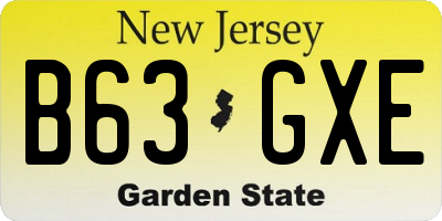 NJ license plate B63GXE