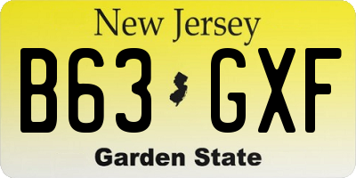 NJ license plate B63GXF