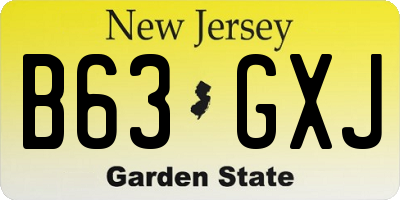 NJ license plate B63GXJ
