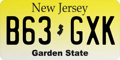 NJ license plate B63GXK
