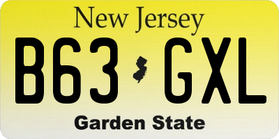 NJ license plate B63GXL