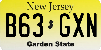NJ license plate B63GXN