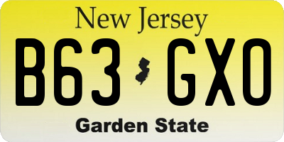 NJ license plate B63GXO