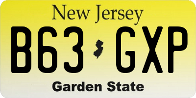 NJ license plate B63GXP