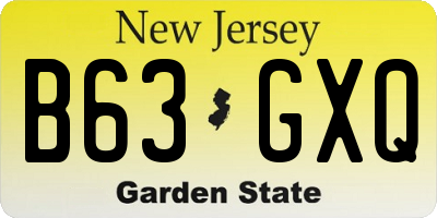 NJ license plate B63GXQ