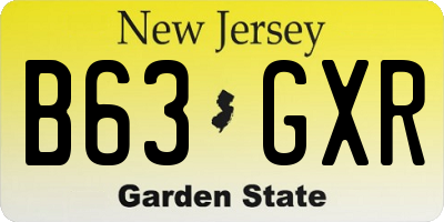 NJ license plate B63GXR