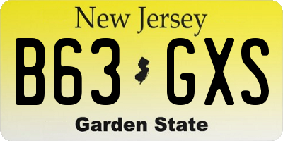 NJ license plate B63GXS