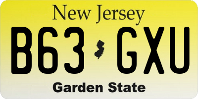 NJ license plate B63GXU