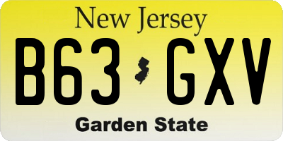 NJ license plate B63GXV