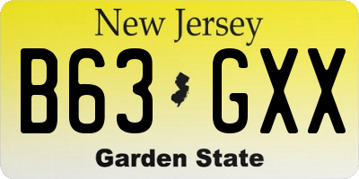 NJ license plate B63GXX