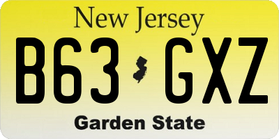 NJ license plate B63GXZ