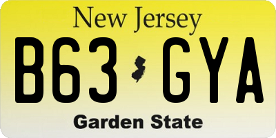 NJ license plate B63GYA