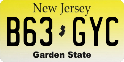 NJ license plate B63GYC