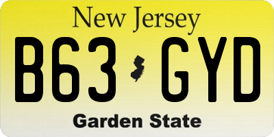 NJ license plate B63GYD