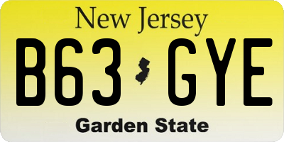 NJ license plate B63GYE