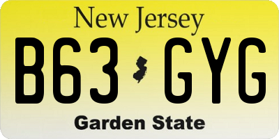 NJ license plate B63GYG