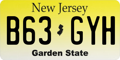 NJ license plate B63GYH