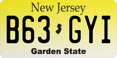 NJ license plate B63GYI