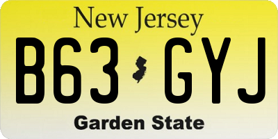 NJ license plate B63GYJ