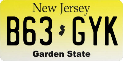 NJ license plate B63GYK
