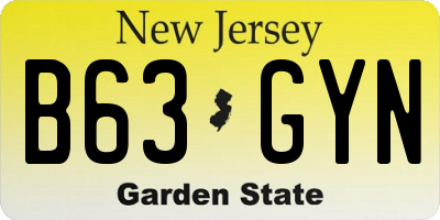 NJ license plate B63GYN
