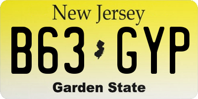 NJ license plate B63GYP