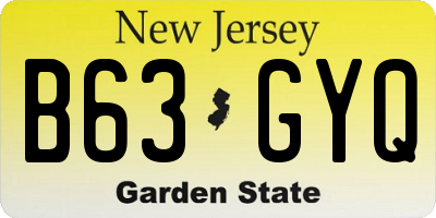 NJ license plate B63GYQ
