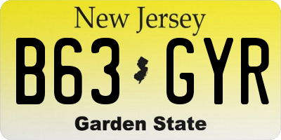 NJ license plate B63GYR