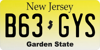 NJ license plate B63GYS