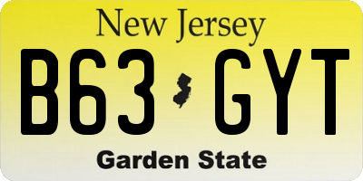 NJ license plate B63GYT