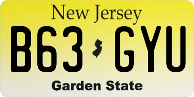 NJ license plate B63GYU