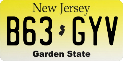 NJ license plate B63GYV