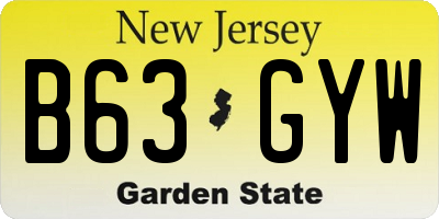 NJ license plate B63GYW