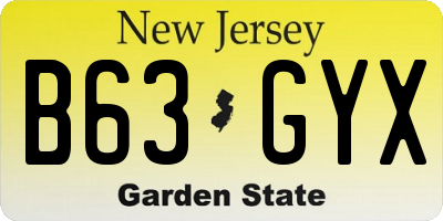 NJ license plate B63GYX