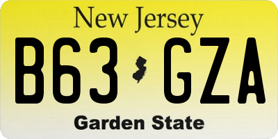 NJ license plate B63GZA
