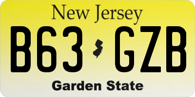 NJ license plate B63GZB