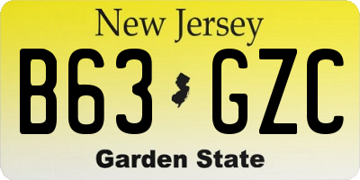 NJ license plate B63GZC