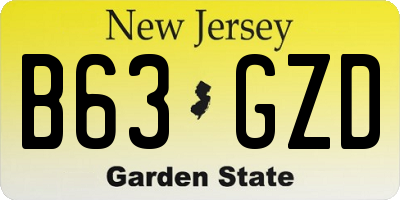 NJ license plate B63GZD