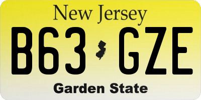 NJ license plate B63GZE