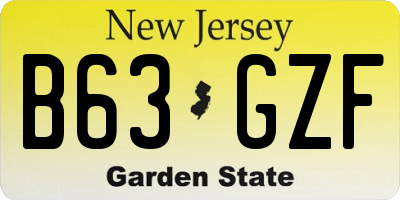 NJ license plate B63GZF