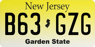NJ license plate B63GZG