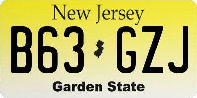NJ license plate B63GZJ