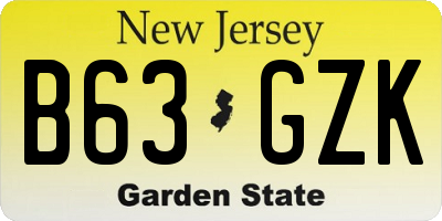 NJ license plate B63GZK