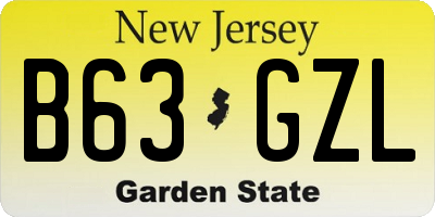 NJ license plate B63GZL
