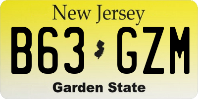 NJ license plate B63GZM