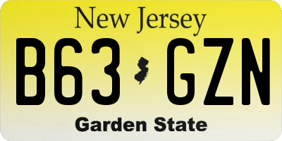 NJ license plate B63GZN