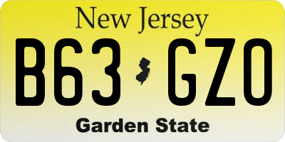 NJ license plate B63GZO