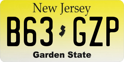 NJ license plate B63GZP