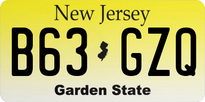 NJ license plate B63GZQ